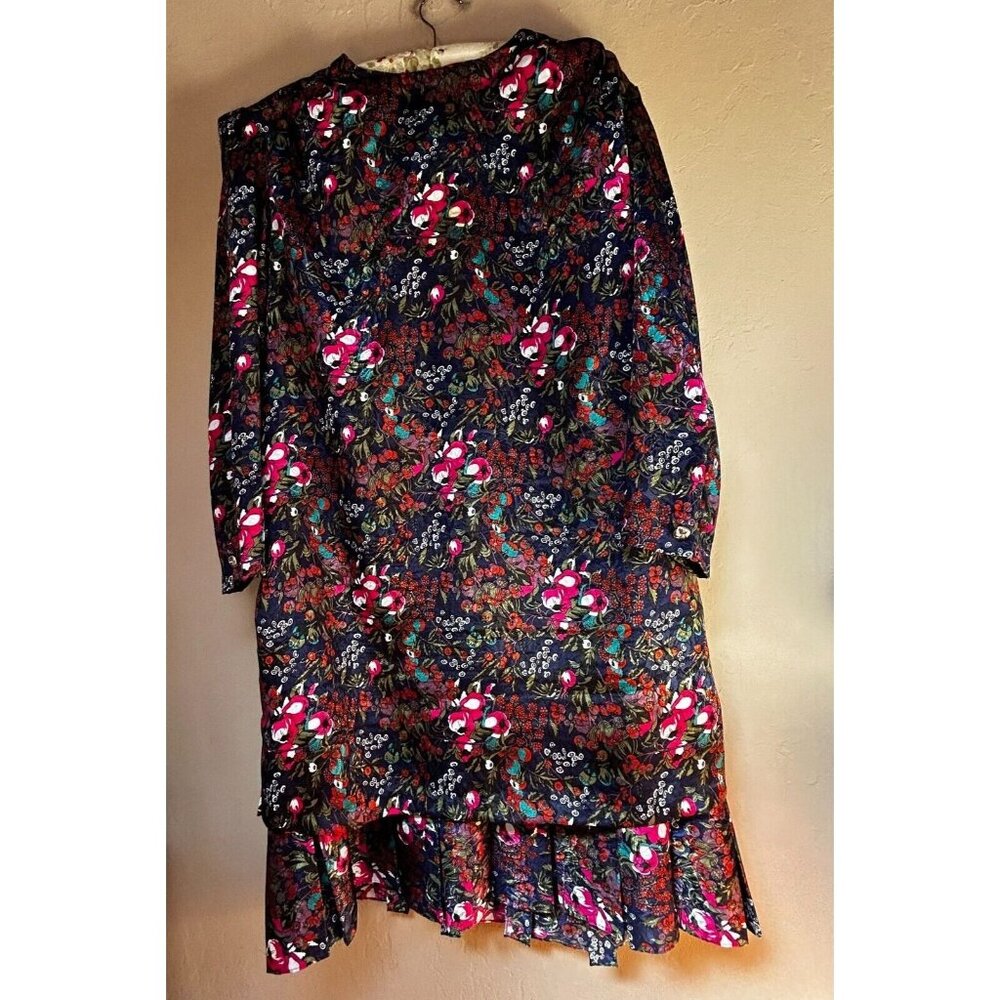 Vintage Union Made ILGWU Damon Puff Sleeve Ruffle Hem Dress Size 18+ Floral